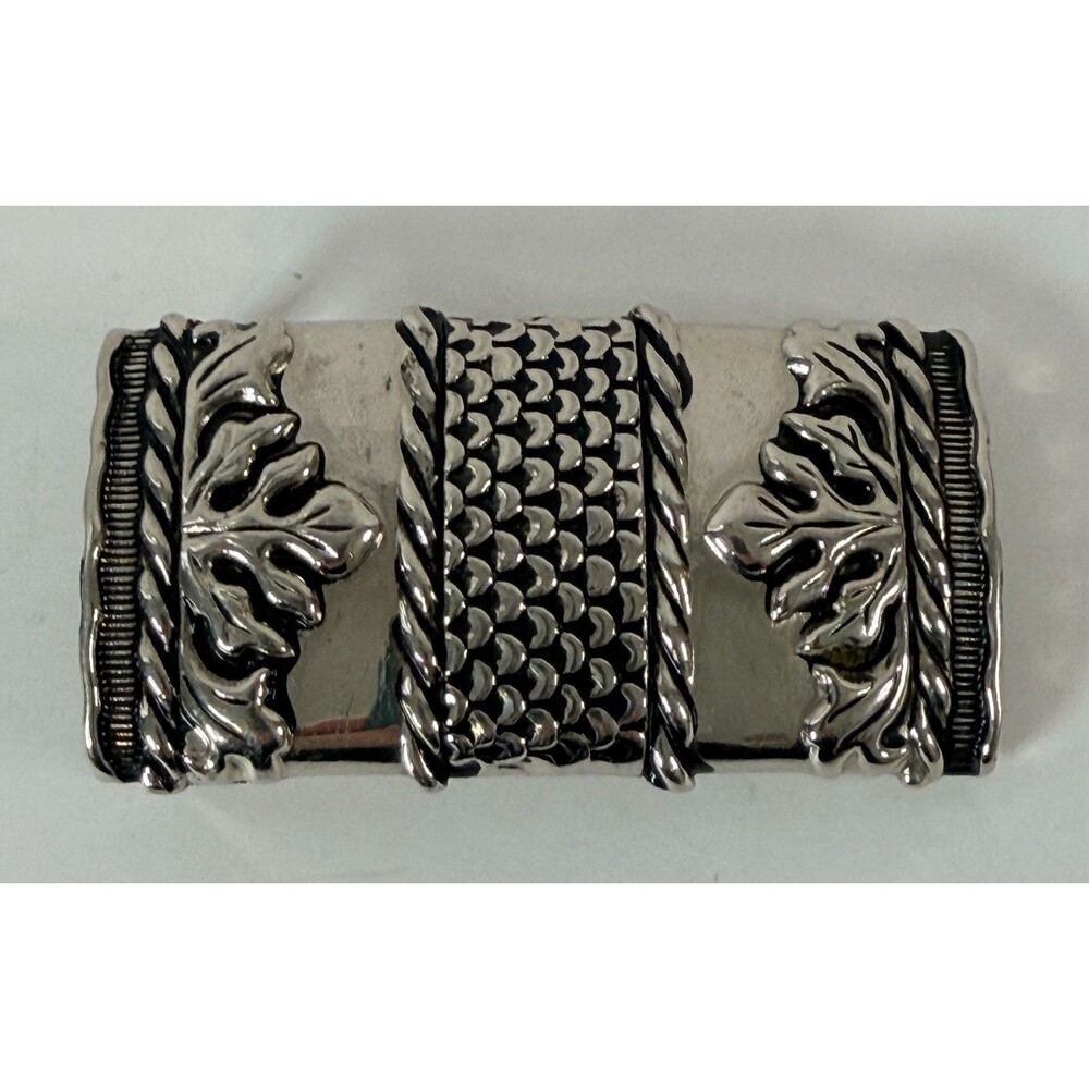 Vintage Western Cowboy Cowgirl Floral Leaf Silver Tone Belt Buckle Boho USA Made